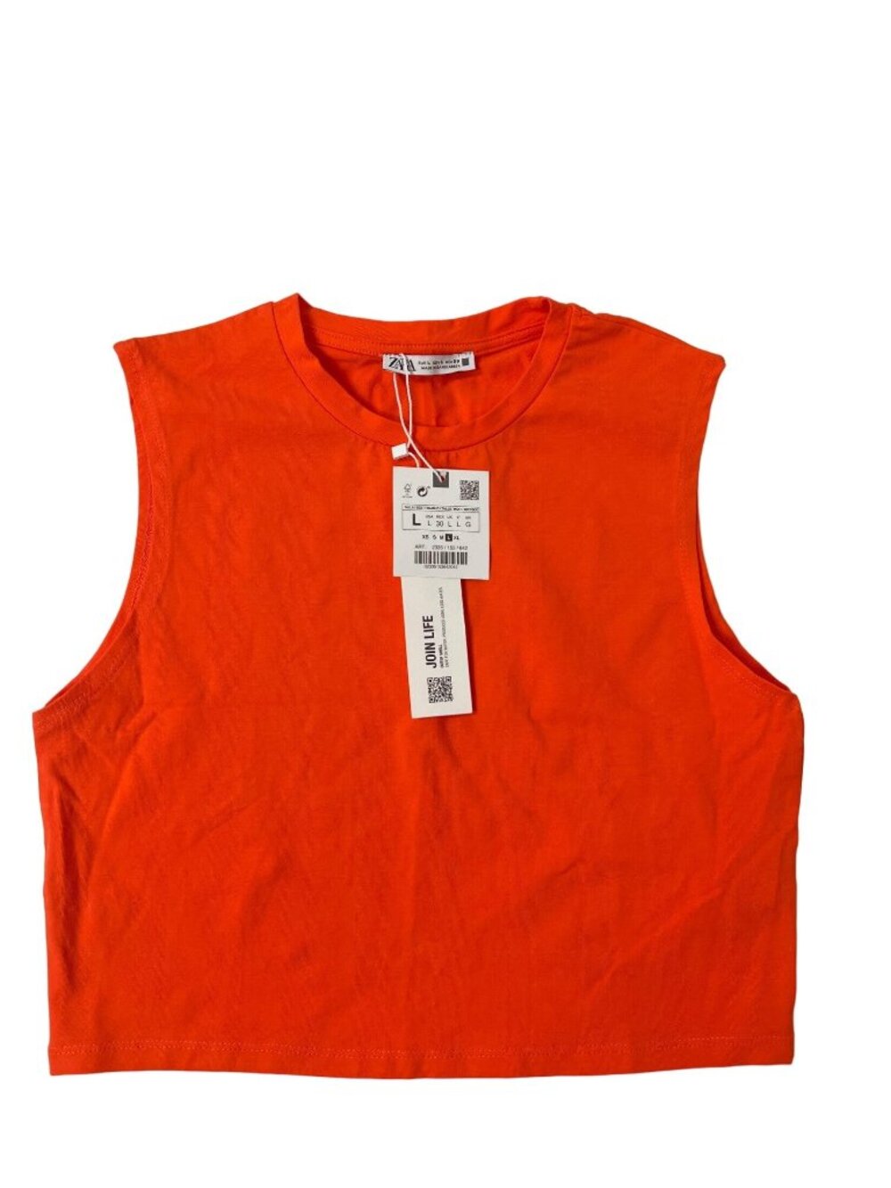 Zara Orange Cropped Muscle Tank Top